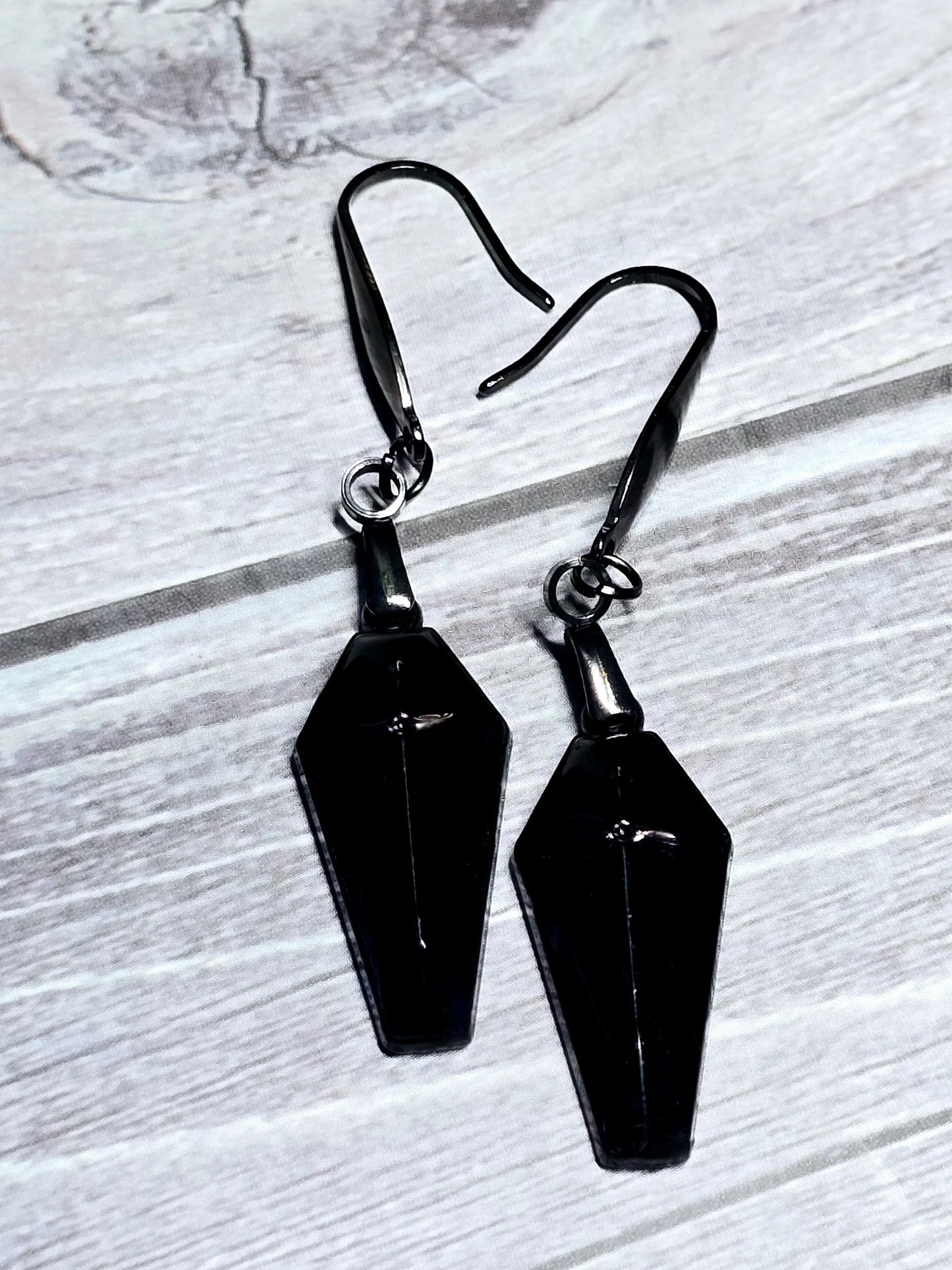 Black Coffin Dangle Earrings