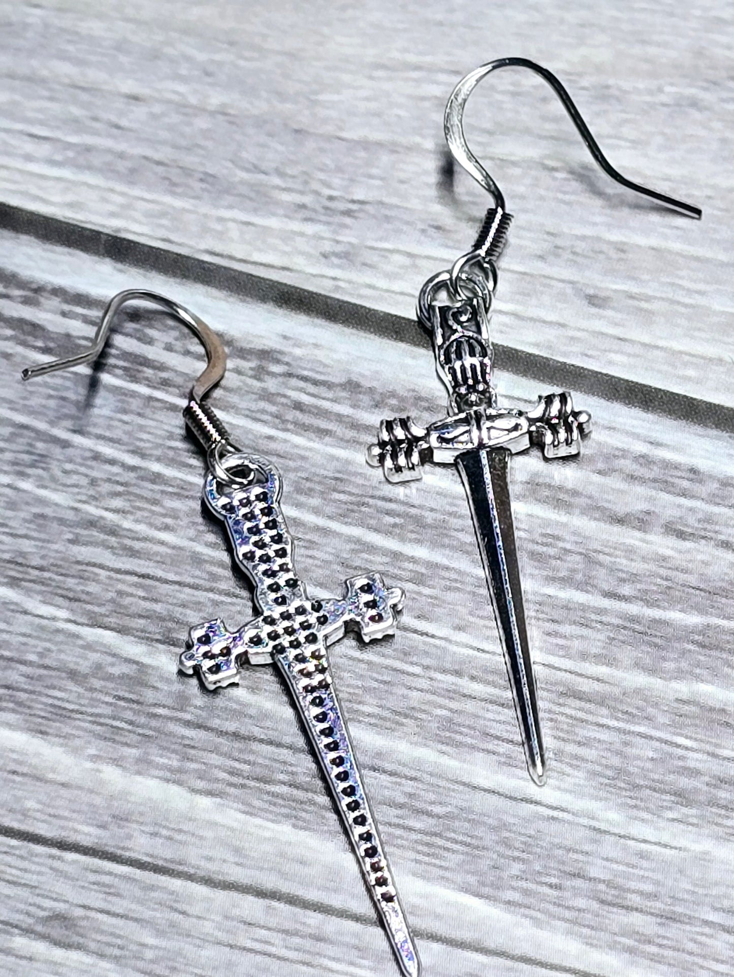 Silver Fishhook Dangly Daggers