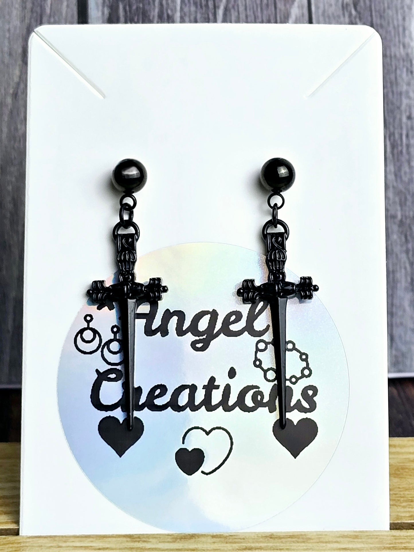 Dagger Dangle Ball Post Earrings