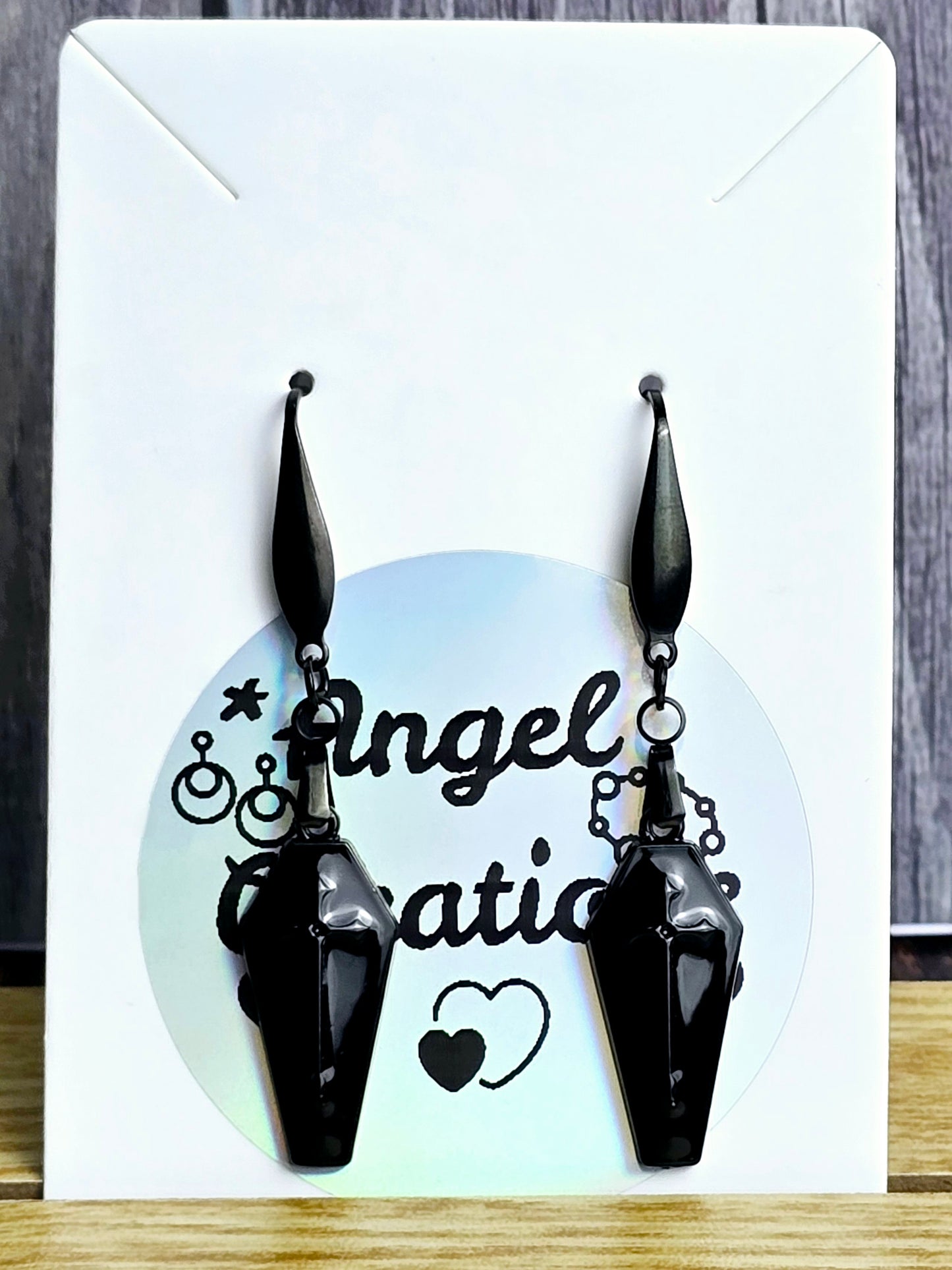 Black Coffin Dangle Earrings