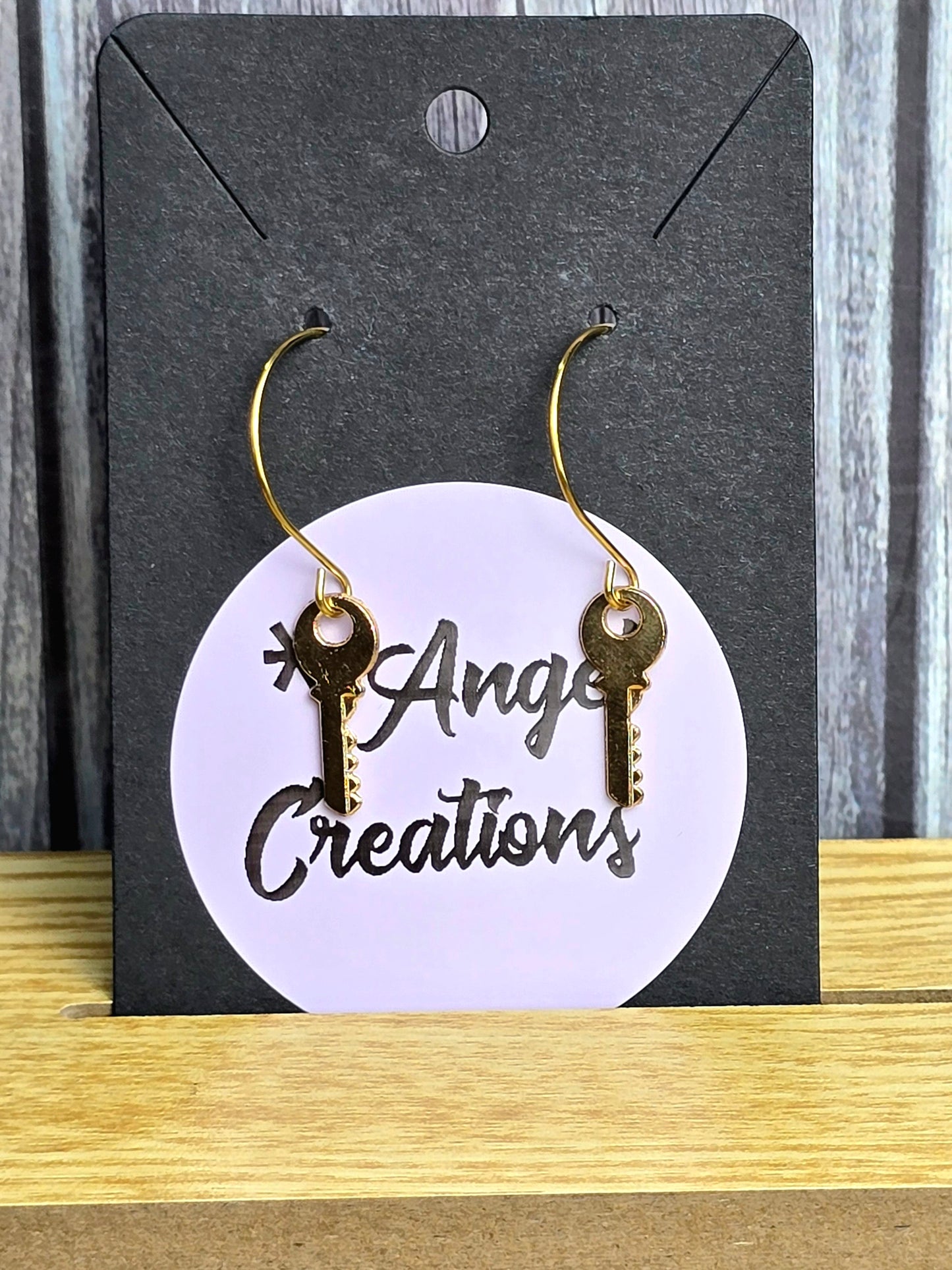 Gold Dangle Key Hoop Earrings